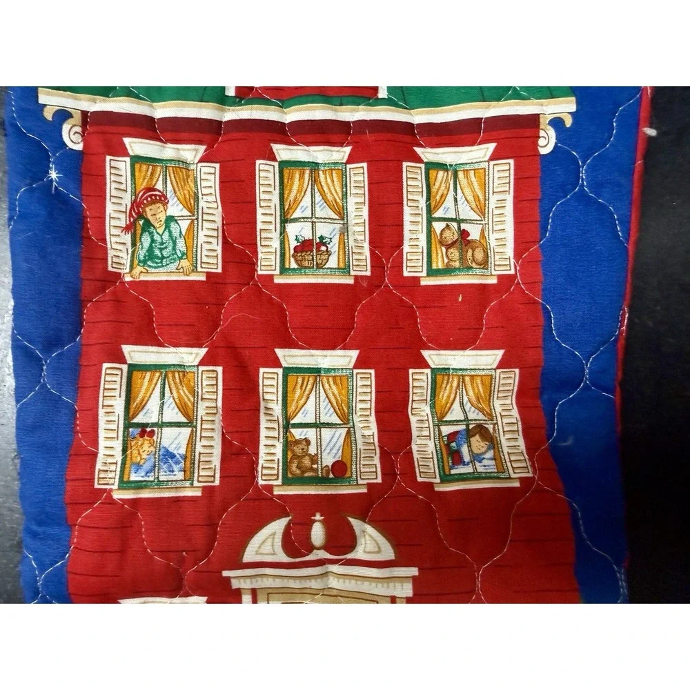 Vintage Jumbo Stocking Cranston A Visit From St Nicholas Handcrafted Quilted 22